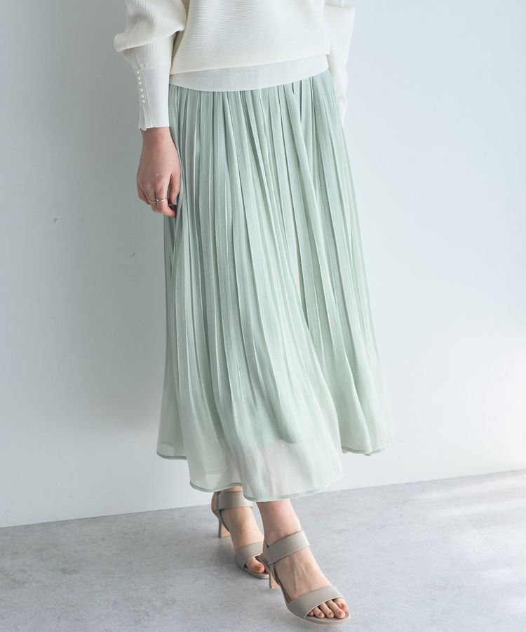 YECCA VECCA「シャイニーサテンプリーツスカート」|スカート|