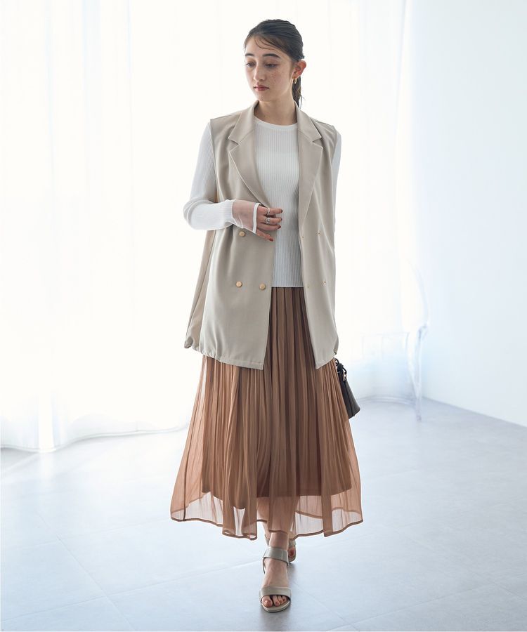 YECCA VECCA「シャイニーサテンプリーツスカート」|スカート|