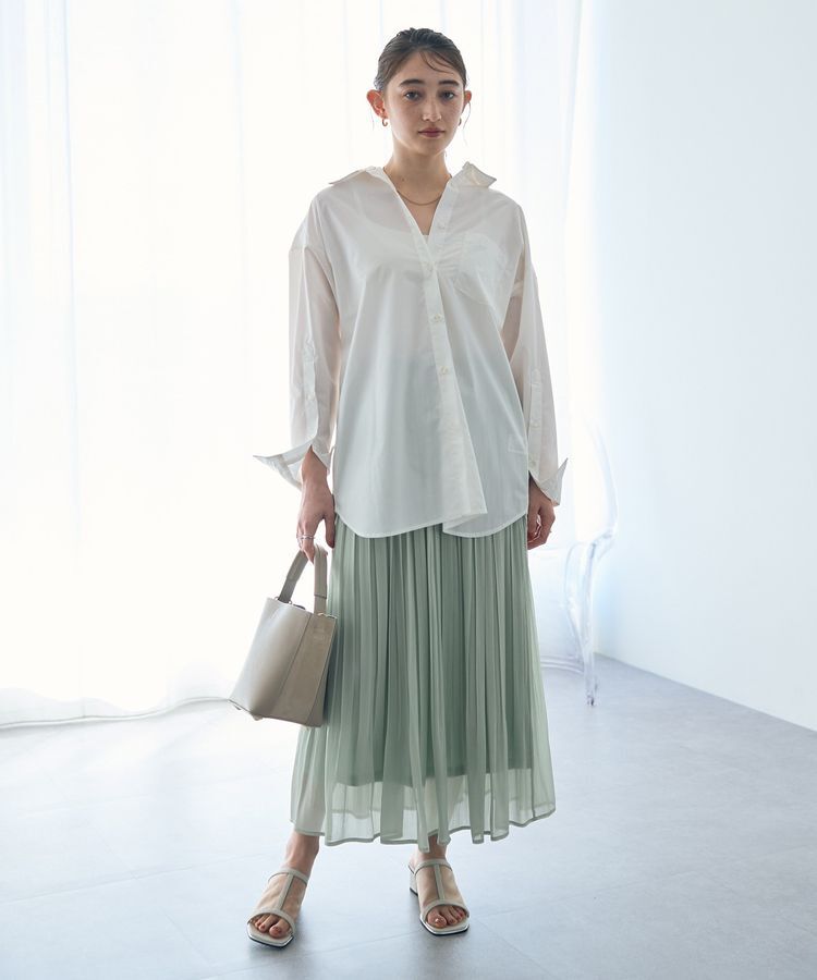 YECCA VECCA「シャイニーサテンプリーツスカート」|スカート|Mint