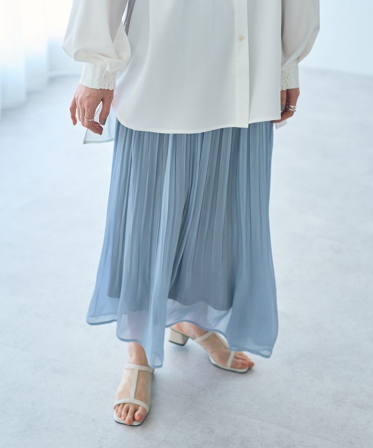 YECCA VECCA「シャイニーサテンプリーツスカート」|スカート|