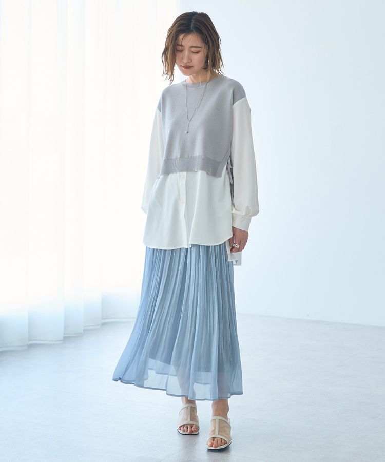 YECCA VECCA「シャイニーサテンプリーツスカート」|スカート|