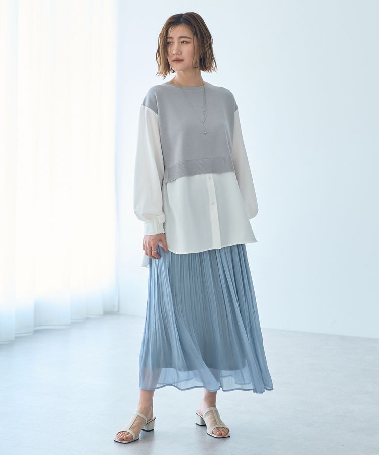 YECCA VECCA「シャイニーサテンプリーツスカート」|スカート|