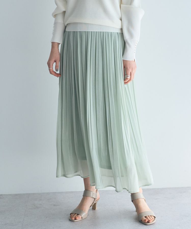 YECCA VECCA「シャイニーサテンプリーツスカート」|スカート|