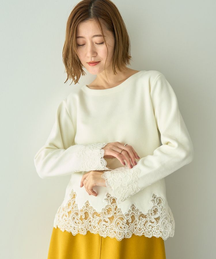 YECCA VECCA「レースヘムニット」|ニット・セーター|Off White