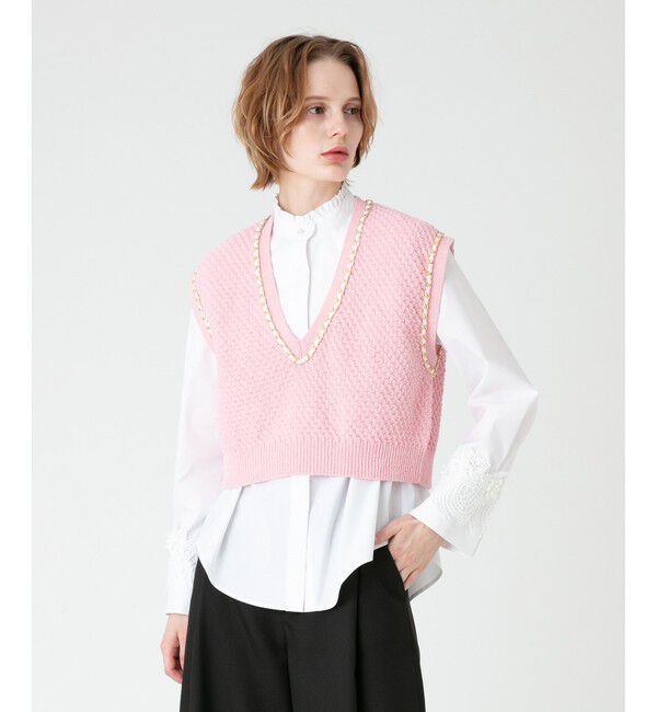 LOULOU WILLOUGHBY「【LOULOU WILLOUGHBY】チェーントリムミニベスト」|ベスト・ジレ|ピンク