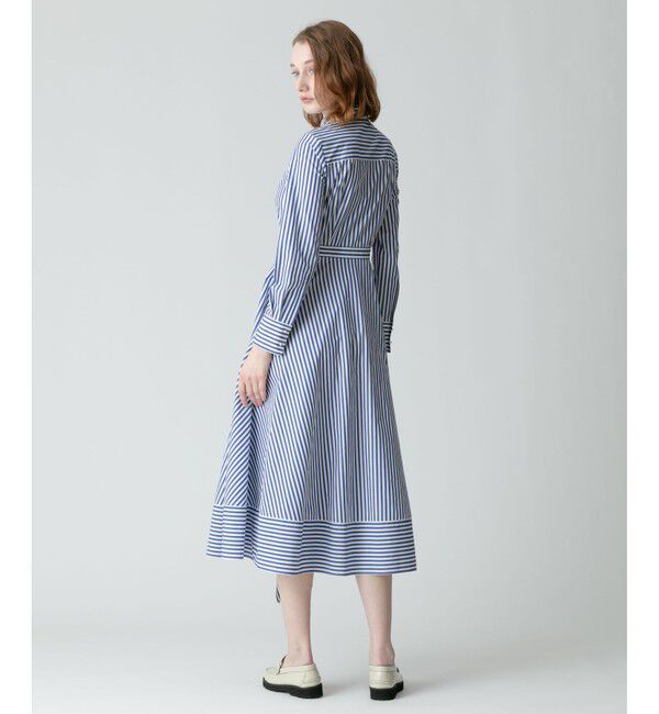 allureville「ストライプアシメフレアシャツワンピース」|ワンピース|