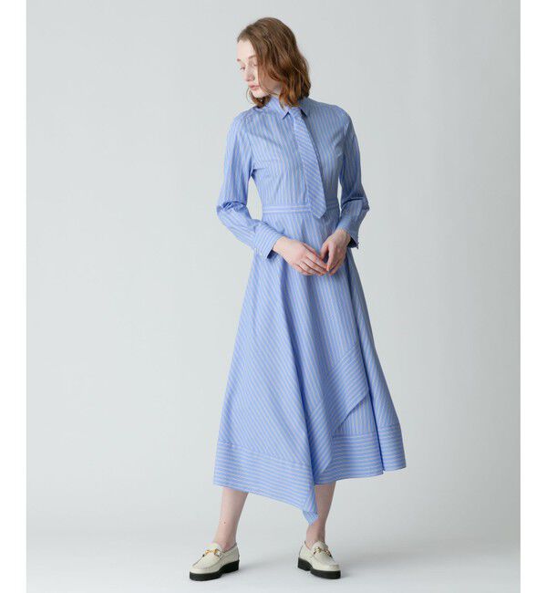 allureville「ストライプアシメフレアシャツワンピース」|ワンピース|