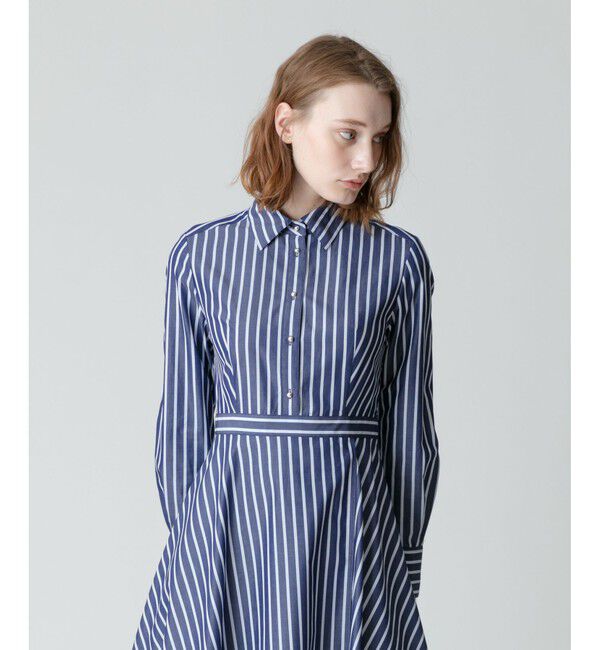 allureville「ストライプアシメフレアシャツワンピース」|ワンピース|