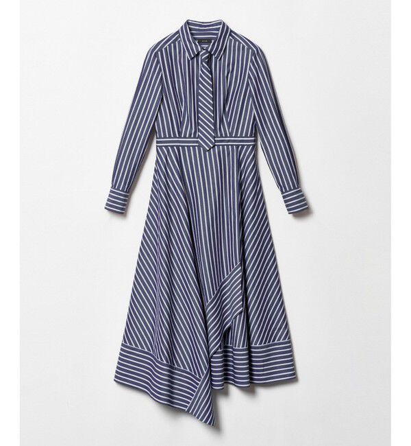 allureville「ストライプアシメフレアシャツワンピース」|ワンピース|