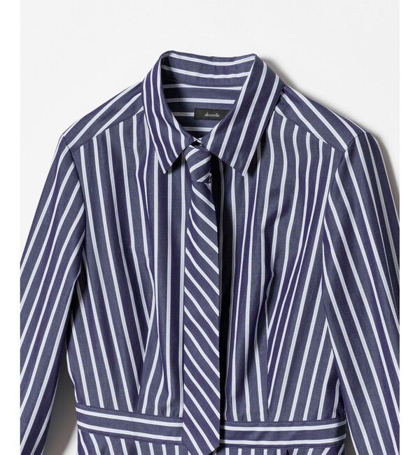 allureville「ストライプアシメフレアシャツワンピース」|ワンピース|