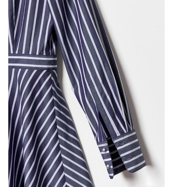 allureville「ストライプアシメフレアシャツワンピース」|ワンピース|