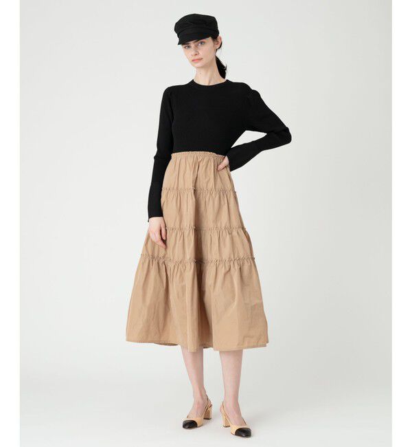 LOULOU WILLOUGHBY「【LOULOU WILLOUGHBY】タフタティアードニットワンピース」|ワンピース|