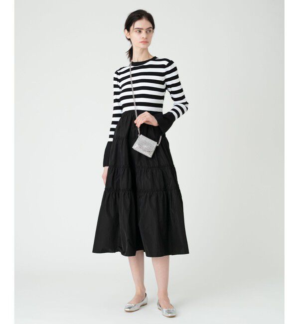 LOULOU WILLOUGHBY「【LOULOU WILLOUGHBY】タフタティアードニットワンピース」|ワンピース|