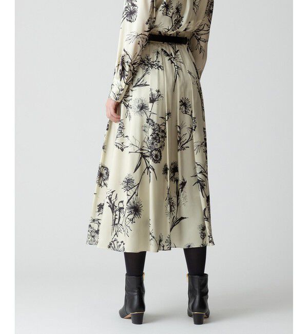 allureville「【セットアップ対応可能】スケッチフラワープリントタックスカート」|フレア|