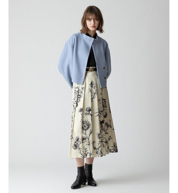 allureville「【セットアップ対応可能】スケッチフラワープリントタックスカート」|フレア|