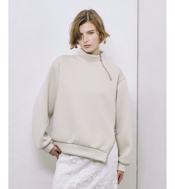 allureville「ボンディングアシンメトリーZIP プルオーバー」|スウェット・ジャージ|