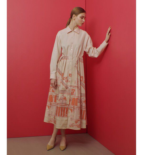 LOULOU WILLOUGHBY「【LOULOU WILLOUGHBY】カテドラルプリントワンピース」|ワンピース|