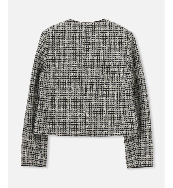 allureville「ファンシーツィードクルーネックジャケット」|ノーカラージャケット|