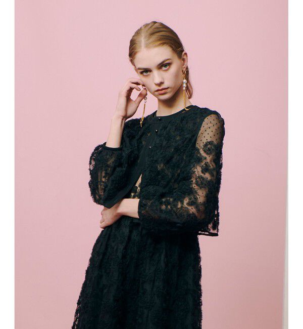 LOULOU WILLOUGHBY「【LOULOU WILLOUGHBY】ドットフラワーシシュウブルゾン」|ブルゾン・スタジャン|