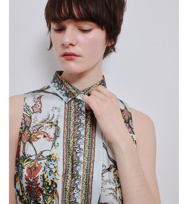 allureville「RATTIスカーフプリントノースリーブワンピース」|ワンピース|