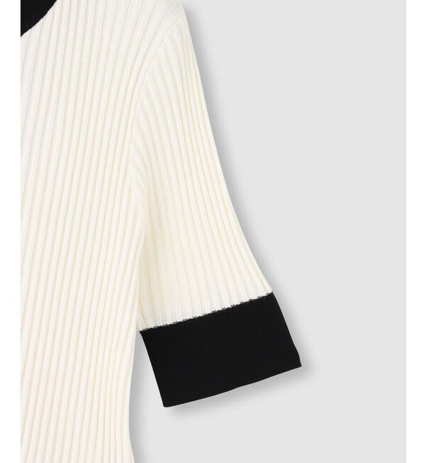 LOULOU WILLOUGHBY「◇ 【LOULOU WILLOUGHBY】バイカラーキーネック5分袖カーディガン」|カーディガン|