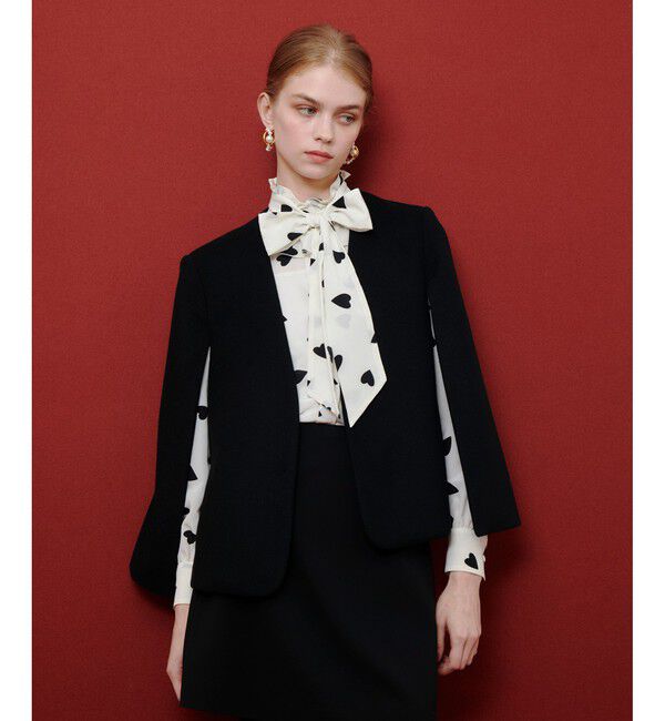 LOULOU WILLOUGHBY「【LOULOU WILLOUGHBY】ビーバーケープジャケット」|ノーカラージャケット|