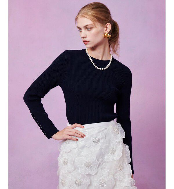 LOULOU WILLOUGHBY「【LOULOU WILLOUGHBY】フリルスリットプルオーバー」|ニット・セーター|