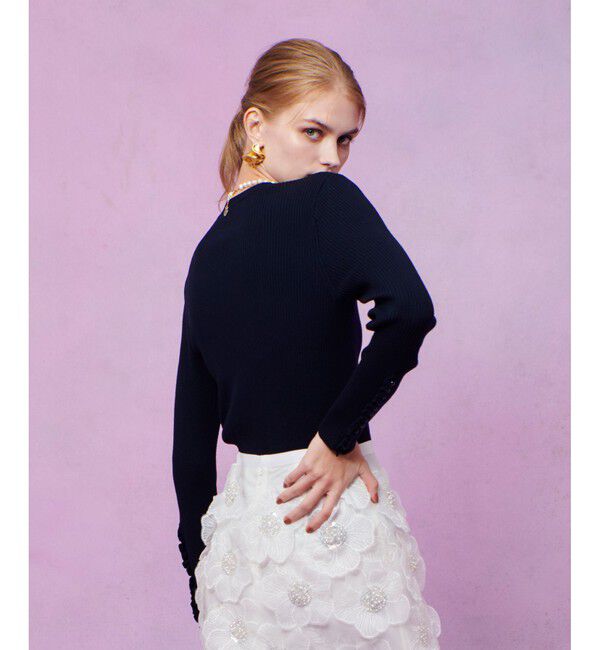 LOULOU WILLOUGHBY「【LOULOU WILLOUGHBY】フリルスリットプルオーバー」|ニット・セーター|