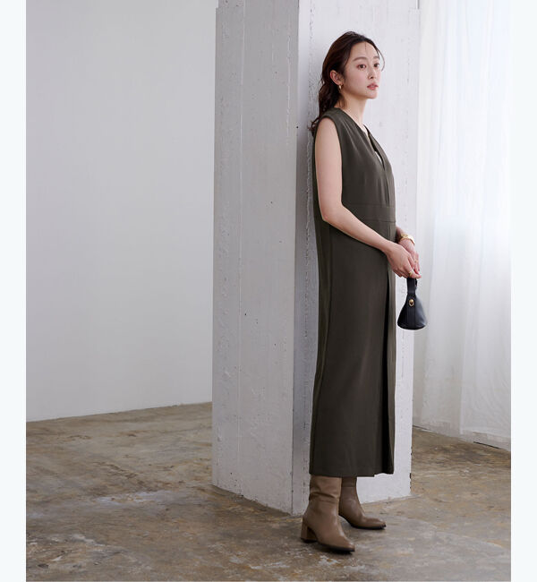 ur's「キーネックフロントタックジャンパースカート」|ワンピース|