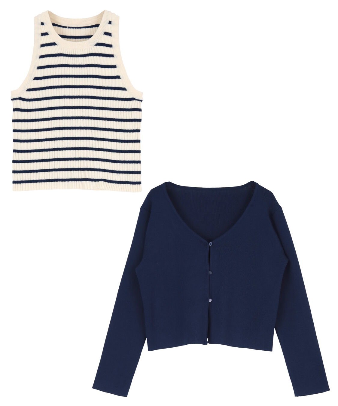 titivate「タンクトップセットVネックカーディガン」|ニット・セーター|ネイビー