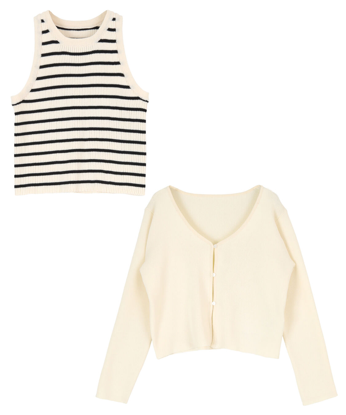 titivate「タンクトップセットVネックカーディガン」|ニット・セーター|アイボリー