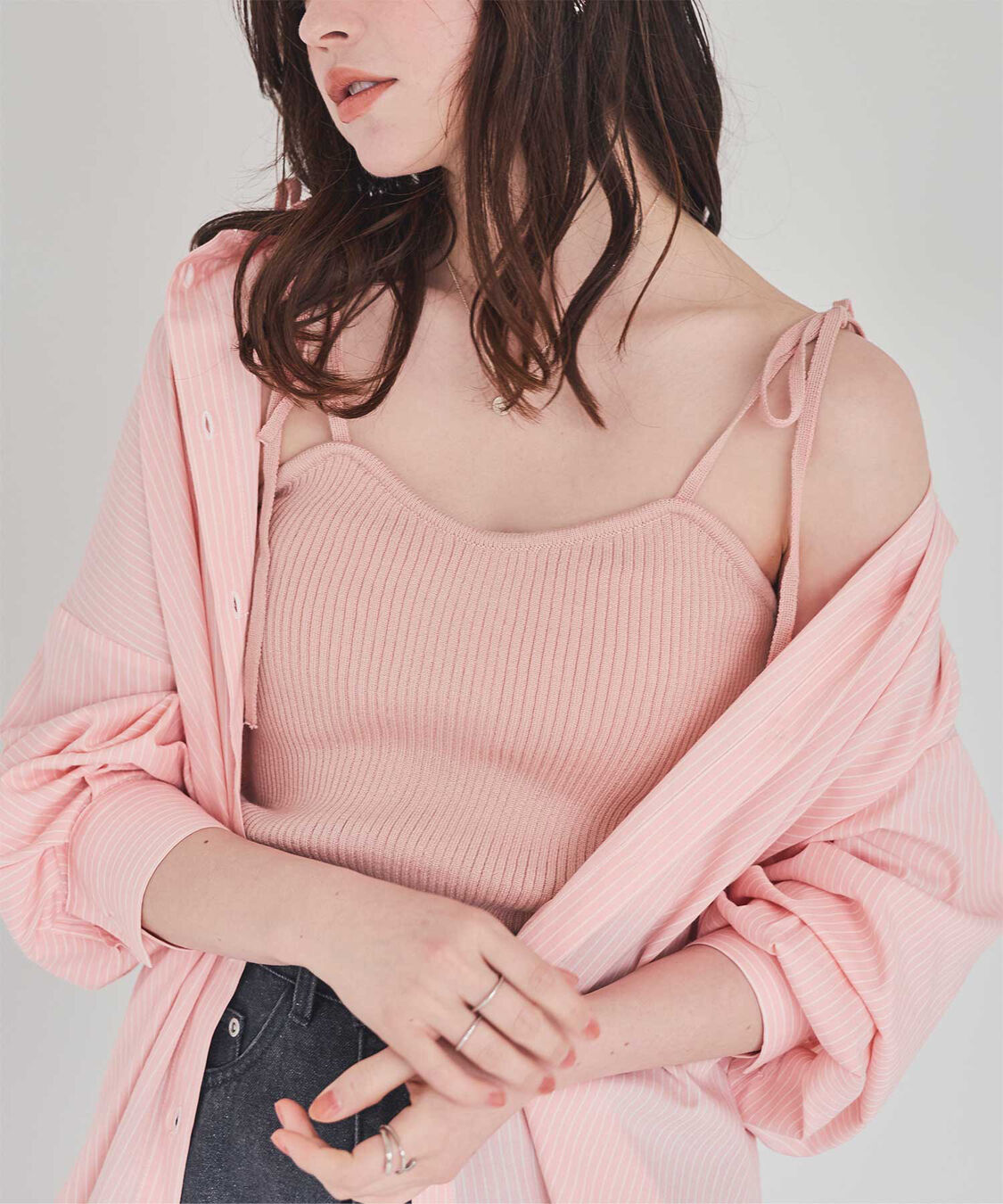 titivate「ショルダーリボンキャミソール」|キャミソール|ピンク