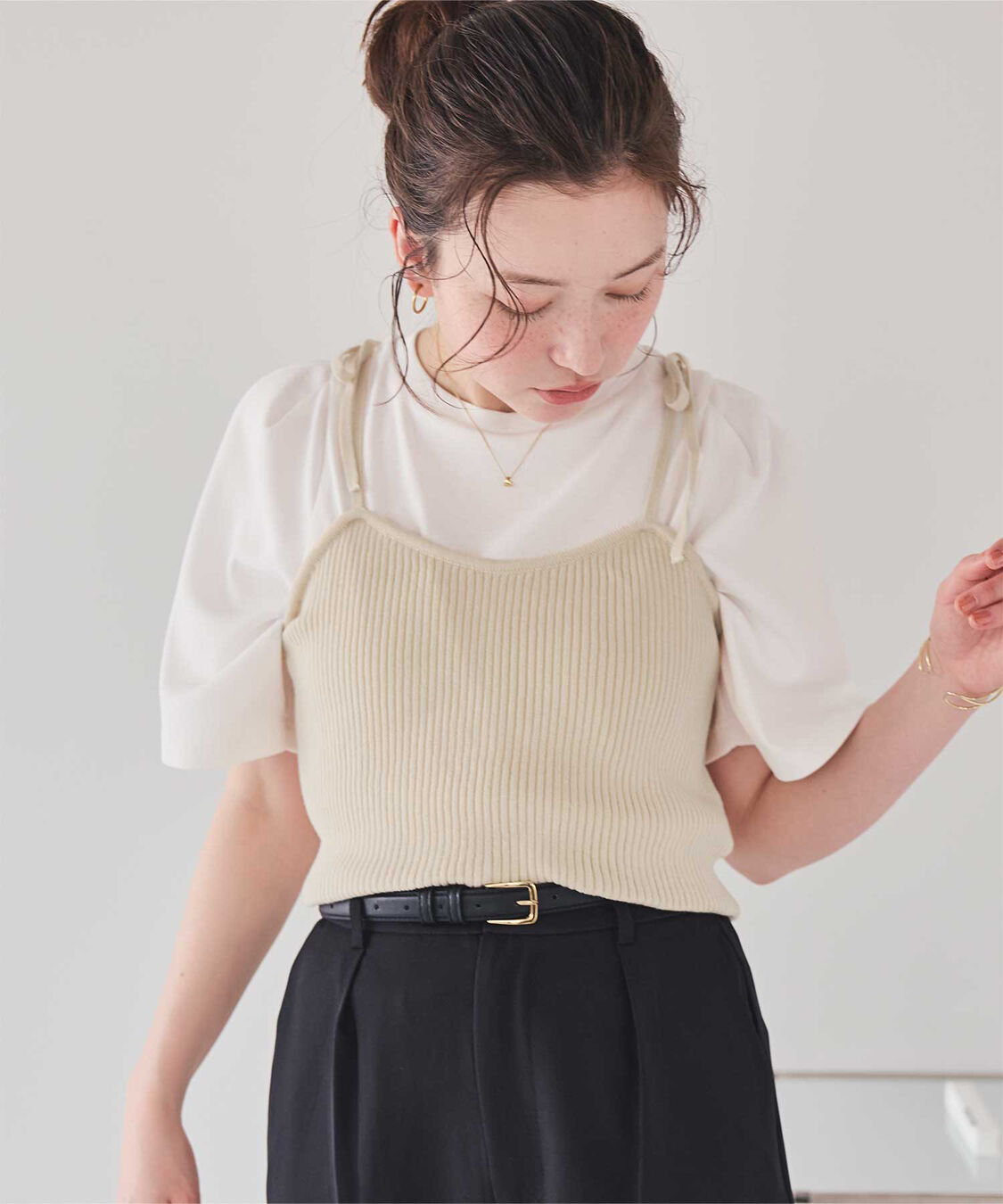 titivate「ショルダーリボンキャミソール」|キャミソール|アイボリー