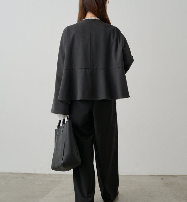  「【Du noir】ノーカラーペプラムシルエットジャケット」|テーラードジャケット|
