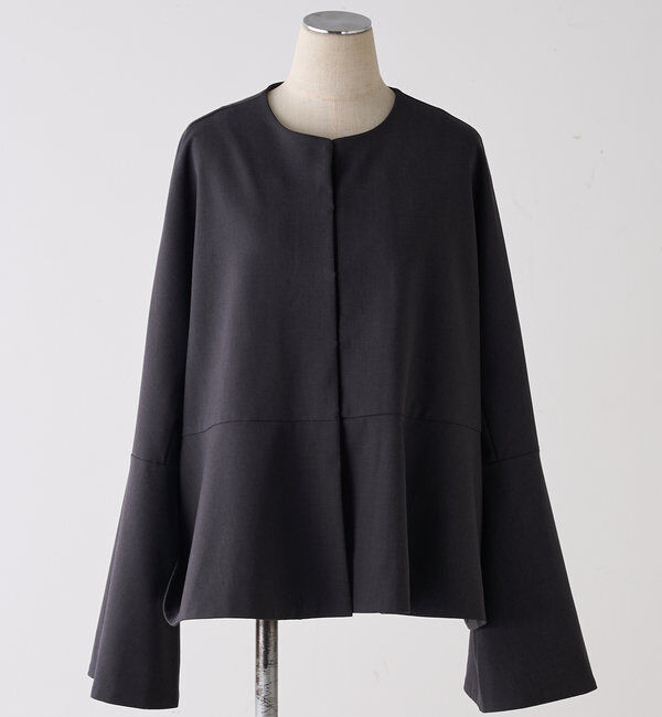  「【Du noir】ノーカラーペプラムシルエットジャケット」|テーラードジャケット|