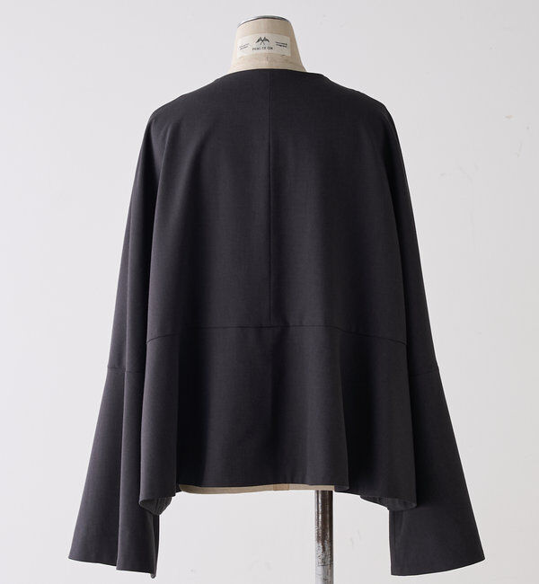  「【Du noir】ノーカラーペプラムシルエットジャケット」|テーラードジャケット|