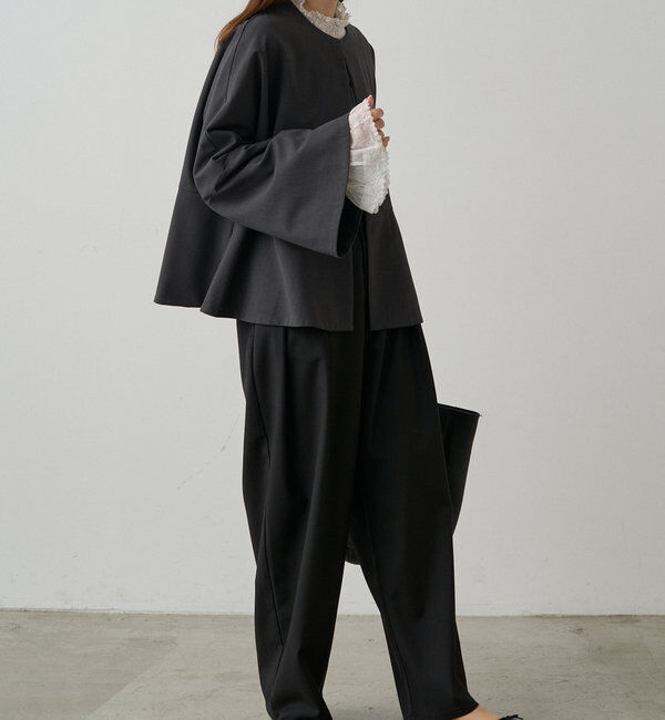  「【Du noir】ノーカラーペプラムシルエットジャケット」|テーラードジャケット|
