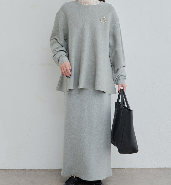  「【Du noir】ミラノリブニットナロースカート」|スカート|