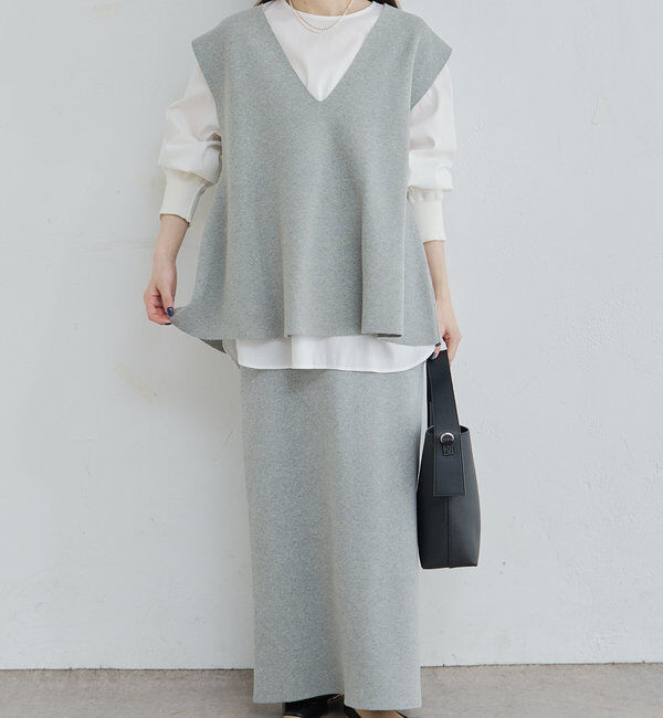  「【Du noir】ミラノリブニットナロースカート」|スカート|