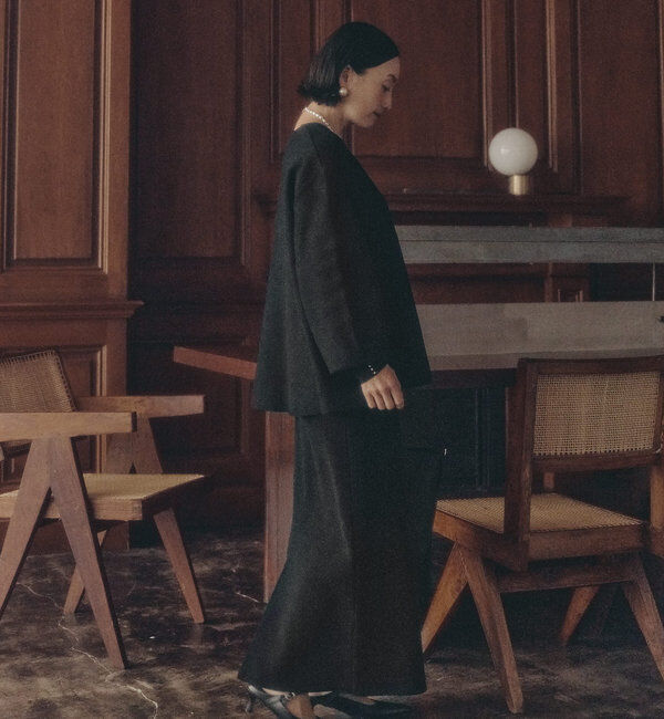  「【Du noir】ミラノリブニットナロースカート」|スカート|