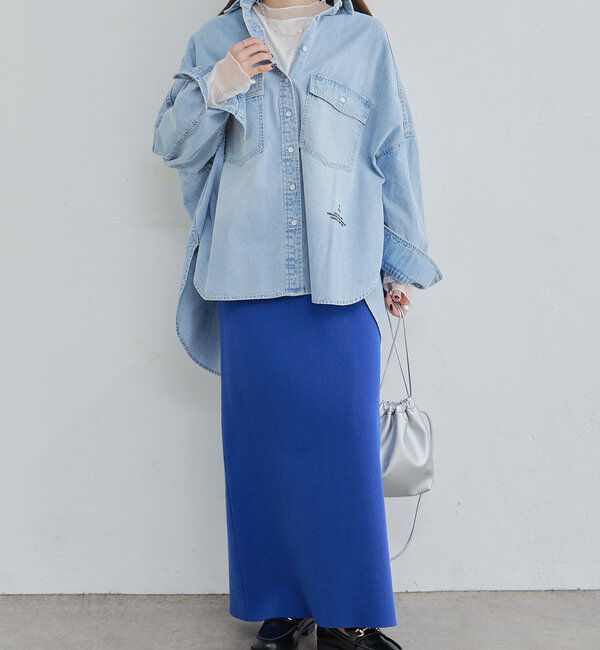  「【Du noir】ミラノリブニットナロースカート」|スカート|