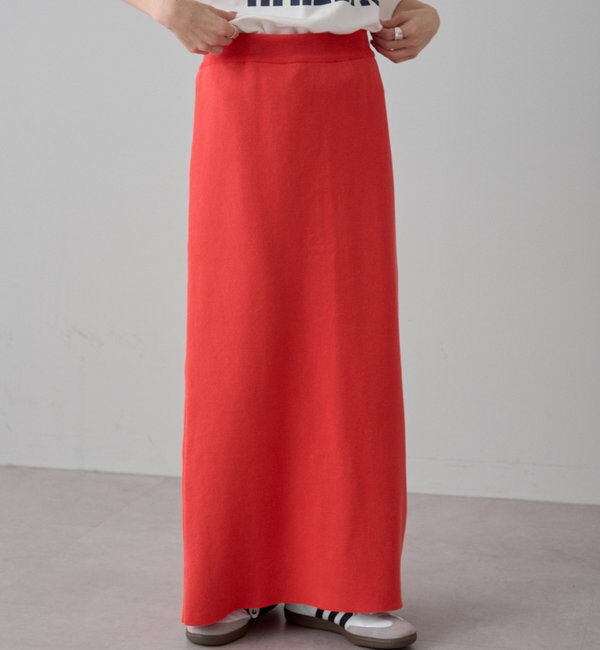  「【Du noir】ミラノリブニットナロースカート」|スカート|レッド