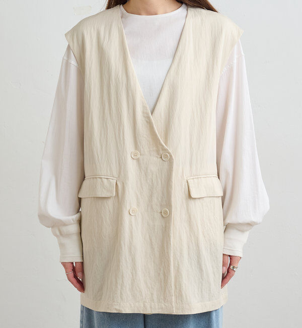  「【リバイバル】ノーカラーダブルデザインジレベスト」|ダウンベスト・ベスト|