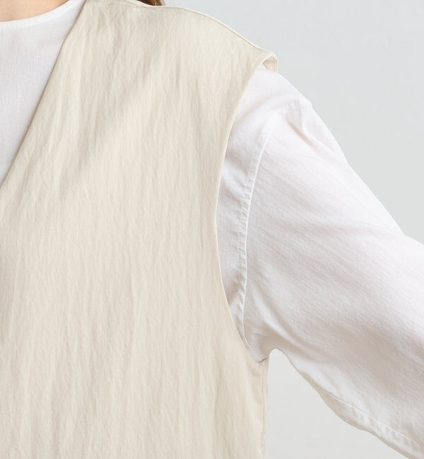  「【リバイバル】ノーカラーダブルデザインジレベスト」|ダウンベスト・ベスト|