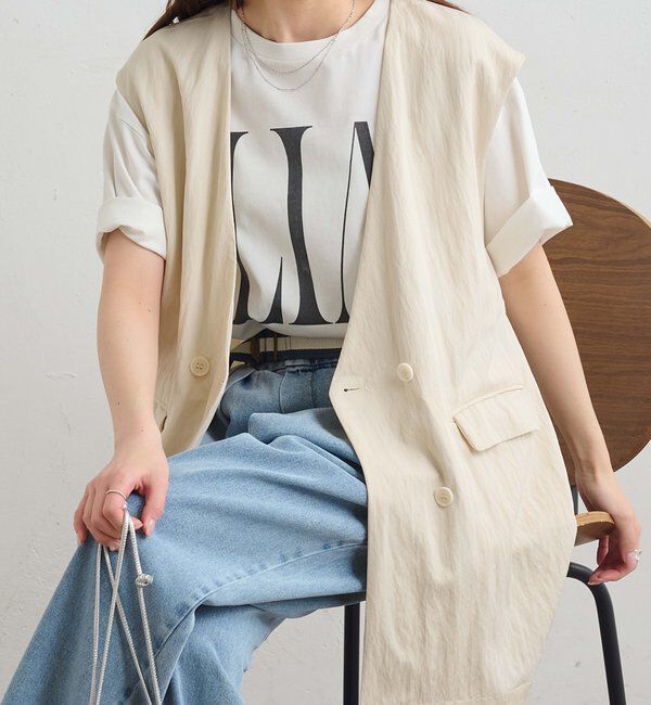  「【リバイバル】ノーカラーダブルデザインジレベスト」|ダウンベスト・ベスト|