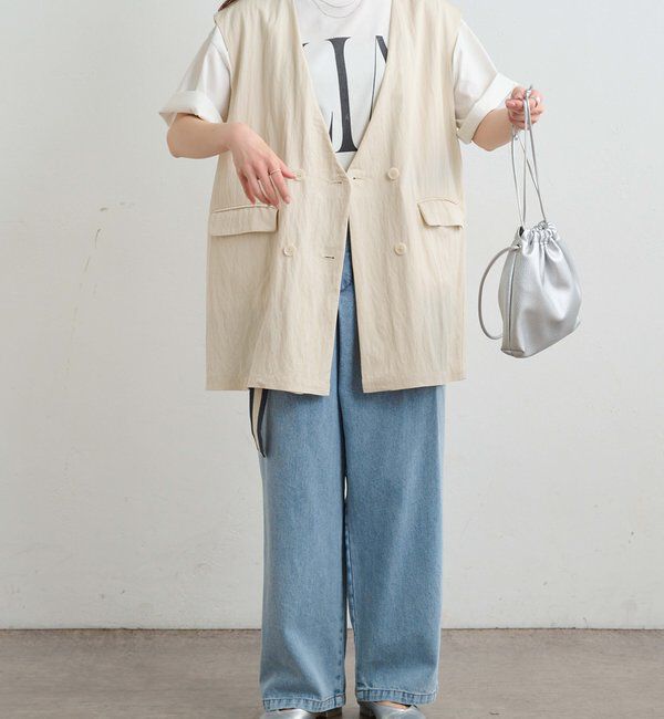  「【リバイバル】ノーカラーダブルデザインジレベスト」|ダウンベスト・ベスト|