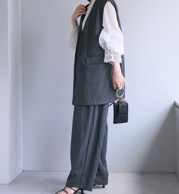  「【リバイバル】ノーカラーダブルデザインジレベスト」|ダウンベスト・ベスト|