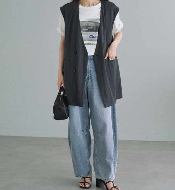  「【リバイバル】ノーカラーダブルデザインジレベスト」|ダウンベスト・ベスト|