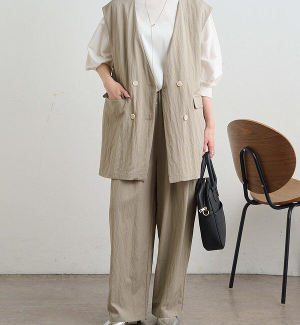  「【リバイバル】ノーカラーダブルデザインジレベスト」|ダウンベスト・ベスト|