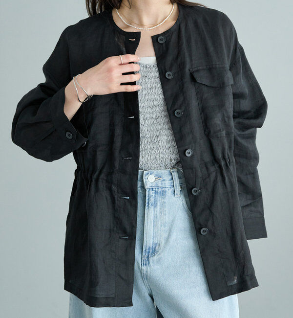  「ラミーノーカラーサファリジャケット」|テーラードジャケット|